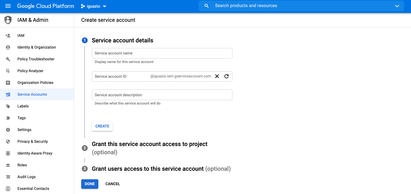 Create Service Account