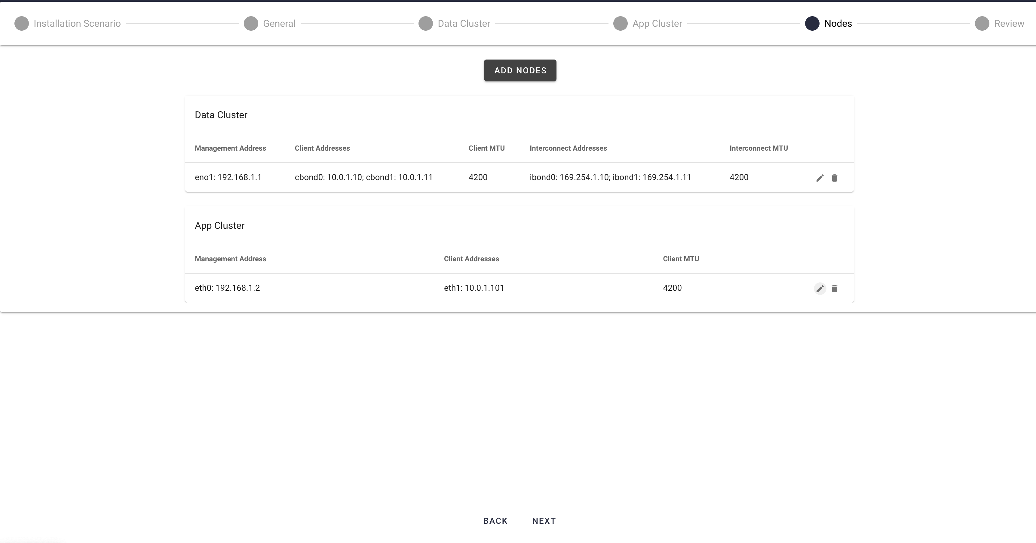 Node settings