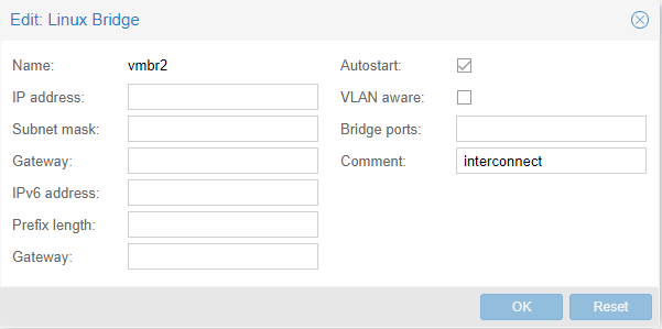 PVE GUI - interconnect-need Linux-bridge configuration