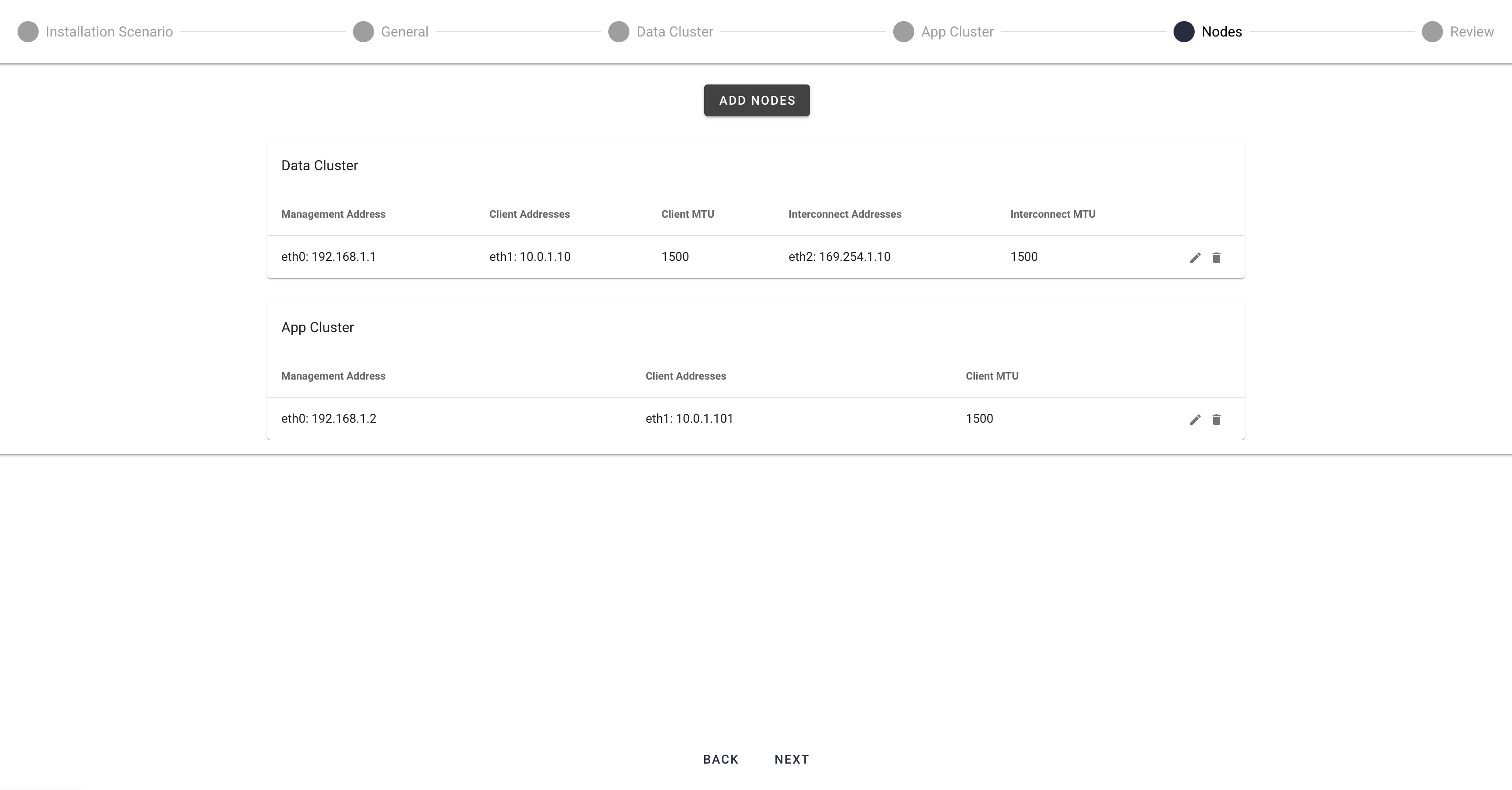 Node settings